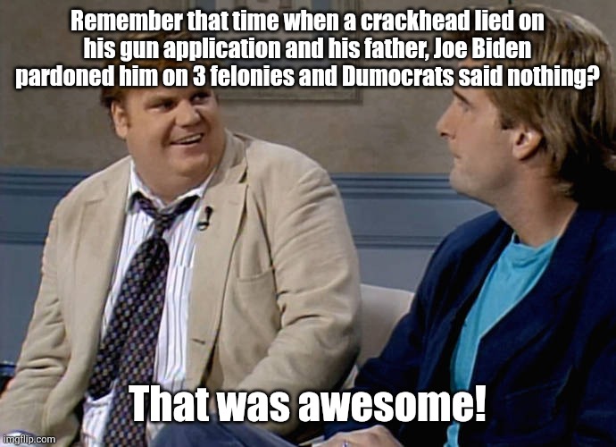Remember that time | Remember that time when a crackhead lied on his gun application and his father, Joe Biden pardoned him on 3 felonies and Dumocrats said nothing? That was awesome! | image tagged in remember that time | made w/ Imgflip meme maker