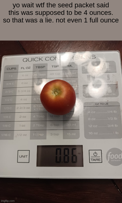 yo wait wtf the seed packet said this was supposed to be 4 ounces. so that was a lie. not even 1 full ounce | made w/ Imgflip meme maker
