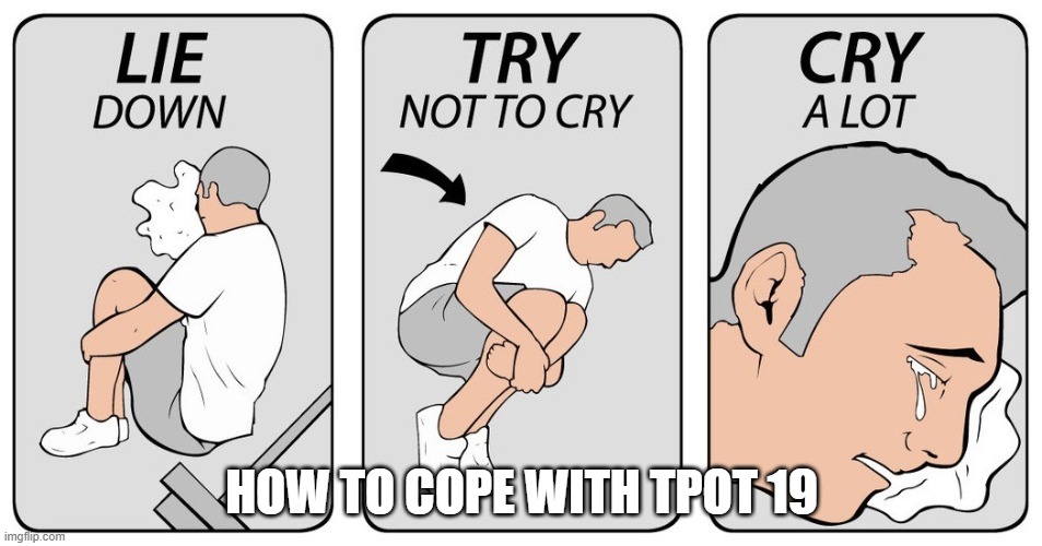 try not to cry | HOW TO COPE WITH TPOT 19 | image tagged in try not to cry | made w/ Imgflip meme maker