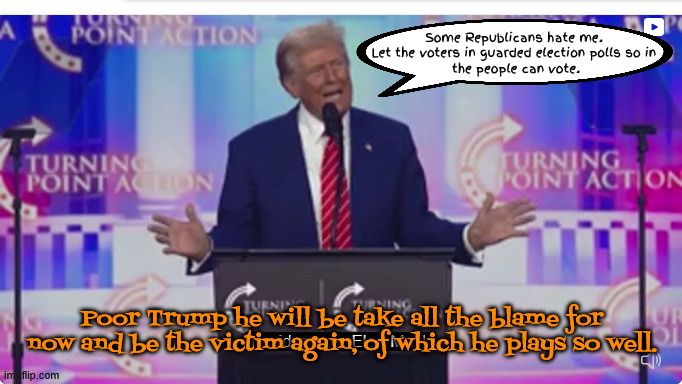MAGA Martyr | Some Republicans hate me. Let the voters in guarded election polls so in
 the people can vote. Poor Trump he will be take all the blame for now and be the victim again, of which he plays so well. | image tagged in maga martyr,monach or disctator you decide,nyc carpetbagger,epstein files aren't dead,trump is into incset,maga mendacity | made w/ Imgflip meme maker