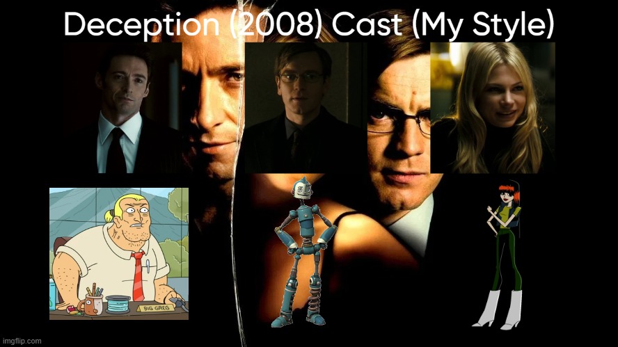 Deception (2008) Cast (My Style) | image tagged in deception 2008 cast my style,meme,memes,spoof cast,deception,characters | made w/ Imgflip meme maker