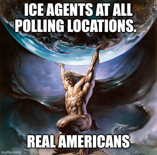 ICE AGENTS AT ALL POLLING LOCATIONS. REAL AMERICANS | image tagged in funny memes | made w/ Imgflip meme maker