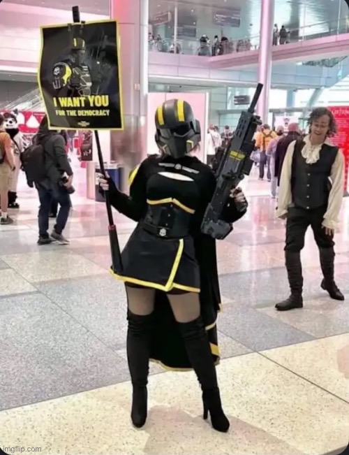 Bro looks so jolly | image tagged in and kinda looks like mahler,memes,shitpost,helldivers,cosplay | made w/ Imgflip meme maker