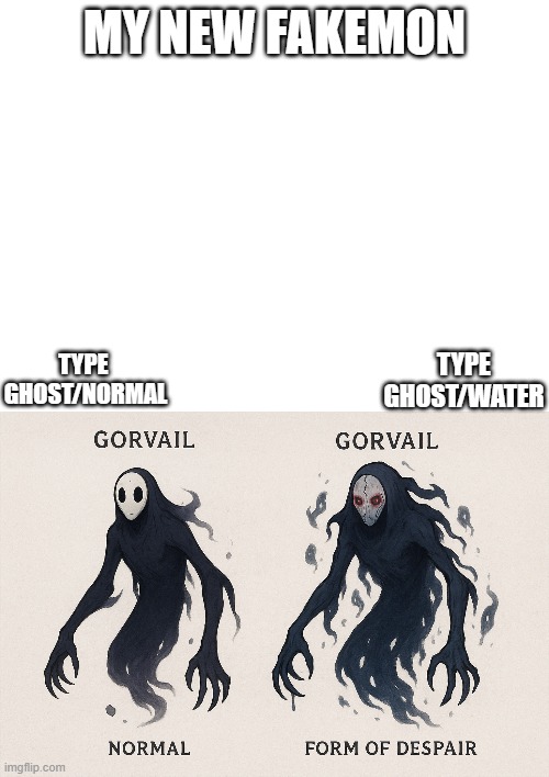 new fakemon | MY NEW FAKEMON; TYPE 
GHOST/NORMAL; TYPE
GHOST/WATER | image tagged in pokemon,fakemon | made w/ Imgflip meme maker