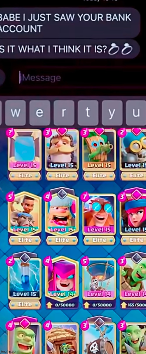 yes bae it is | image tagged in wedding ring,clash royale,funny,gaming,ring,texts | made w/ Imgflip meme maker