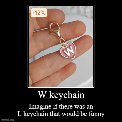 Temu ads are hilarious sometimes | W keychain | Imagine if there was an L keychain that would be funny | image tagged in funny,demotivationals,temu,ads,w | made w/ Imgflip demotivational maker