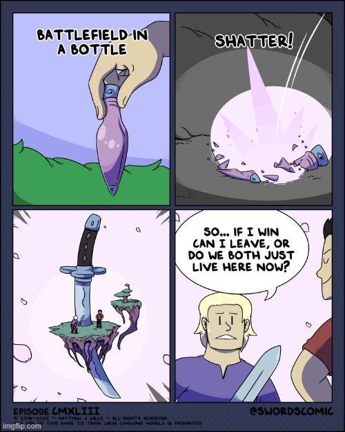 image tagged in swords,battlefield,bottle,shatter,islands,floating | made w/ Imgflip meme maker