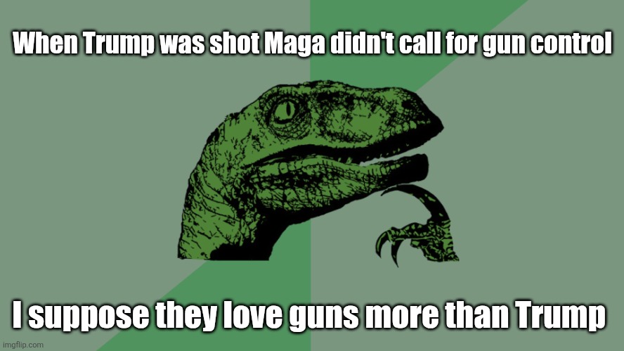 Republicans have their priorities. | When Trump was shot Maga didn't call for gun control; I suppose they love guns more than Trump | image tagged in trump,maga gun love,more than life,priorities are whacked | made w/ Imgflip meme maker