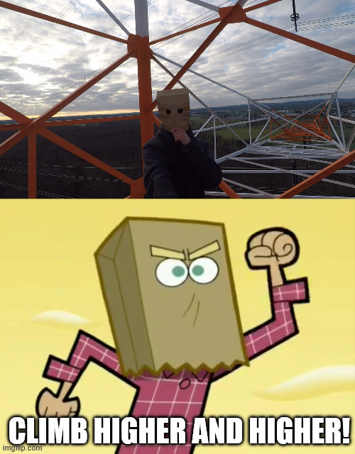 Bucky McBadbat | CLIMB HIGHER AND HIGHER! | image tagged in cartoons,memes,climbing memes,lattice climbing,funny,humor | made w/ Imgflip meme maker