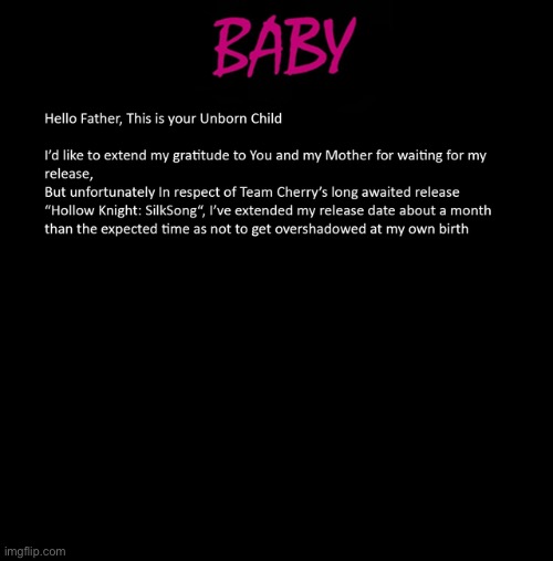 Silksong got my baby delayed | made w/ Imgflip meme maker