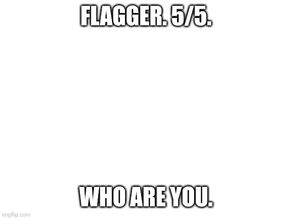 FLAGGER. 5/5. WHO ARE YOU. | made w/ Imgflip meme maker