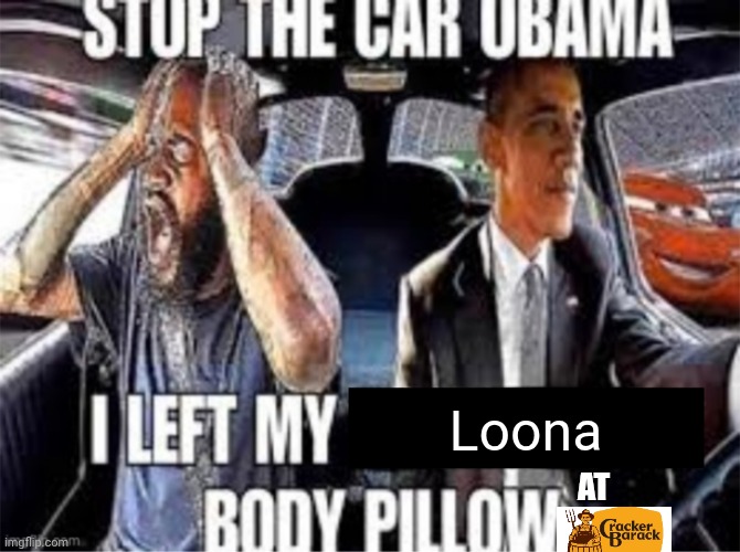 Stop the car Obama I left my body pillow | Loona; AT | image tagged in stop the car obama i left my body pillow | made w/ Imgflip meme maker