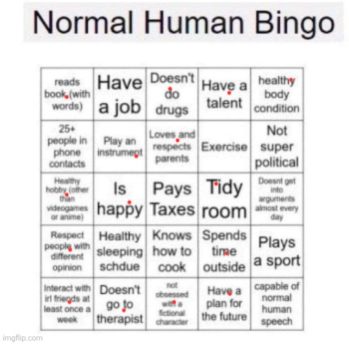 So close... | image tagged in normal human bingo | made w/ Imgflip meme maker