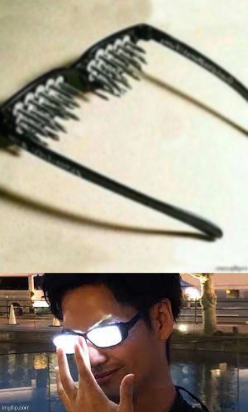 image tagged in spiky glasses,anime glasses flash | made w/ Imgflip meme maker