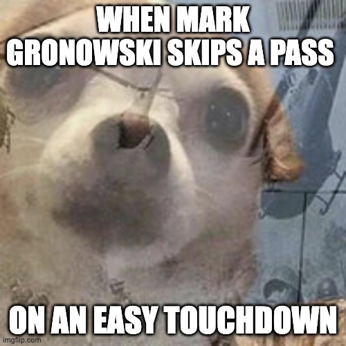 Vietnam Dog Flashbacks | WHEN MARK GRONOWSKI SKIPS A PASS; ON AN EASY TOUCHDOWN | image tagged in vietnam dog flashbacks | made w/ Imgflip meme maker