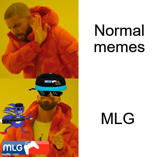 Drake Hotline Bling | Normal memes; MLG | image tagged in memes,drake hotline bling | made w/ Imgflip meme maker