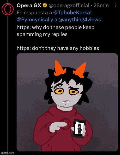 throwback to the official operagx trollsona | made w/ Imgflip meme maker