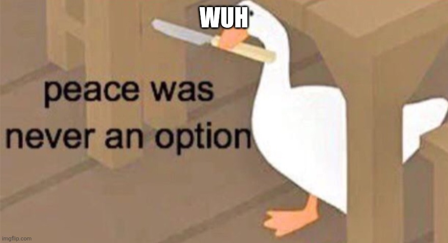 Wuh.... | WUH | image tagged in untitled goose peace was never an option | made w/ Imgflip meme maker
