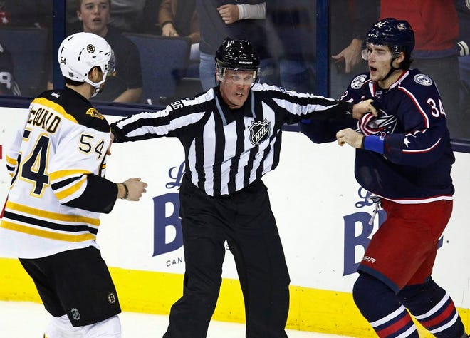 High Quality NHL referee stops fight Blank Meme Template