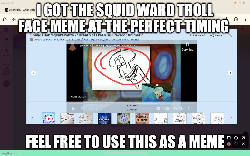 Use this for memes | I GOT THE SQUID WARD TROLL FACE MEME AT THE PERFECT TIMING; FEEL FREE TO USE THIS AS A MEME | image tagged in funny,general,trollface,squidward,memes | made w/ Imgflip meme maker