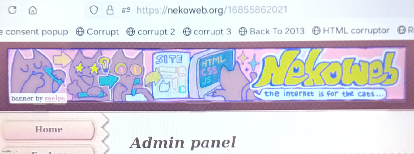 neko web admin panel found | made w/ Imgflip meme maker