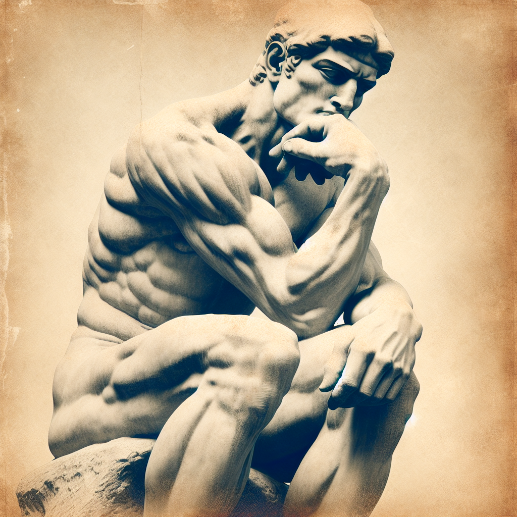 a classic thinking guy statue Blank Meme Template