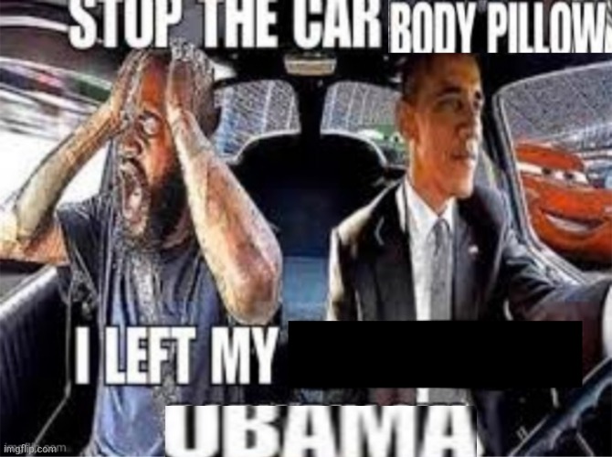 Stop the car Obama I left my body pillow | image tagged in stop the car obama i left my body pillow | made w/ Imgflip meme maker