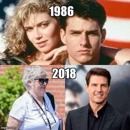 Women age like milk, for sure very true in this case | image tagged in celebrity,tom cruise,movies,hollywood | made w/ Imgflip meme maker