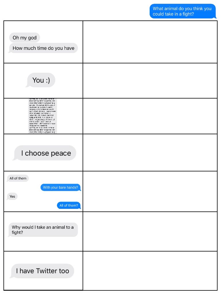 What Animal is allowed to be in a fight? Blank Meme Template