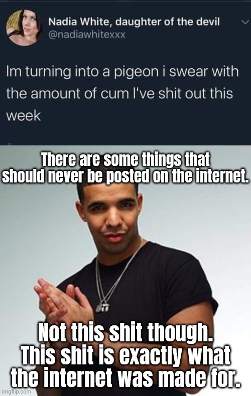 Oh yeah this is why I pay for wifi. | There are some things that should never be posted on the internet. Not this shit though. This shit is exactly what the internet was made for. | image tagged in drake | made w/ Imgflip meme maker