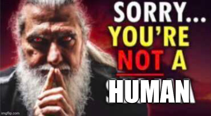 Clanker reaction image | HUMAN | image tagged in sorry you re not a sigma | made w/ Imgflip meme maker