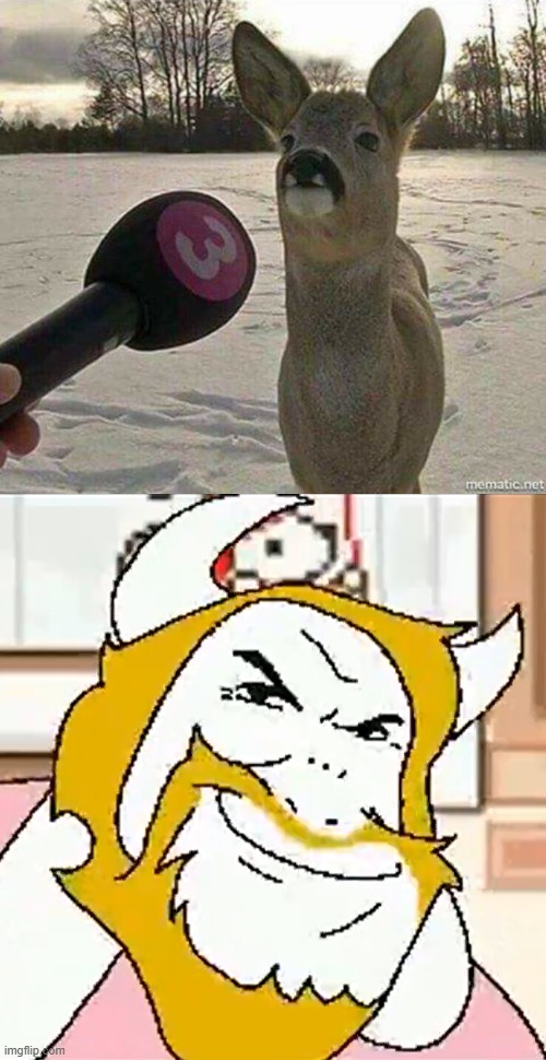 image tagged in deer interviewed,asgore smug | made w/ Imgflip meme maker