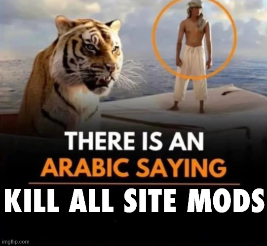 There is an Arabic saying | KILL ALL SITE MODS | image tagged in there is an arabic saying | made w/ Imgflip meme maker