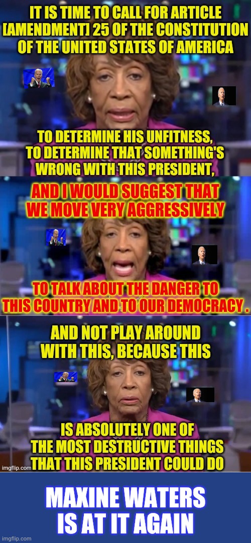 Maxine Waters Is At It Again | MAXINE WATERS IS AT IT AGAIN | image tagged in memes,politics,maxine waters,president trump,are you sure about that,joe biden | made w/ Imgflip meme maker