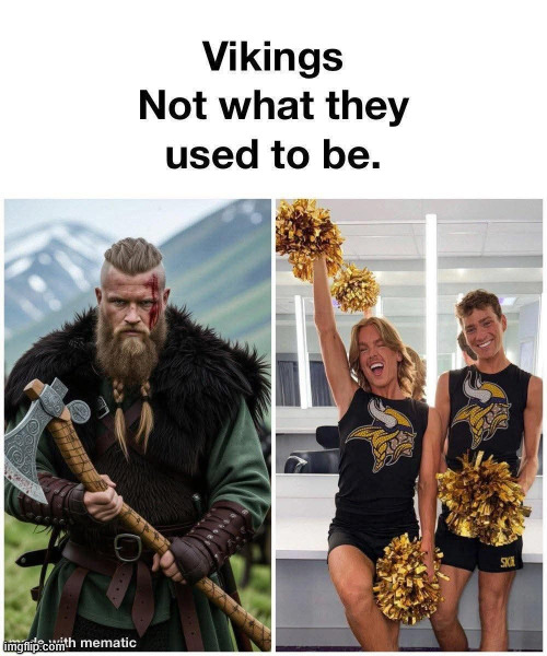 Vikings. Not what they used to be. | image tagged in political,reposts,vikings | made w/ Imgflip meme maker