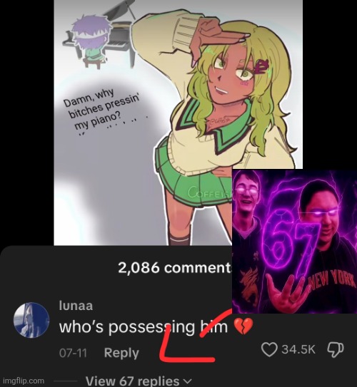 Why is there porn when you type 67 in the search | made w/ Imgflip meme maker