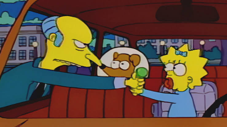 Mr Burns taking candy from a baby Blank Meme Template