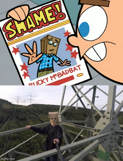 Bucky McBadbat and his Climbing Brother | image tagged in dark humor,climbing memes,latticeclimbing,fairly odd parents,meme,bucky mcbadbat | made w/ Imgflip meme maker