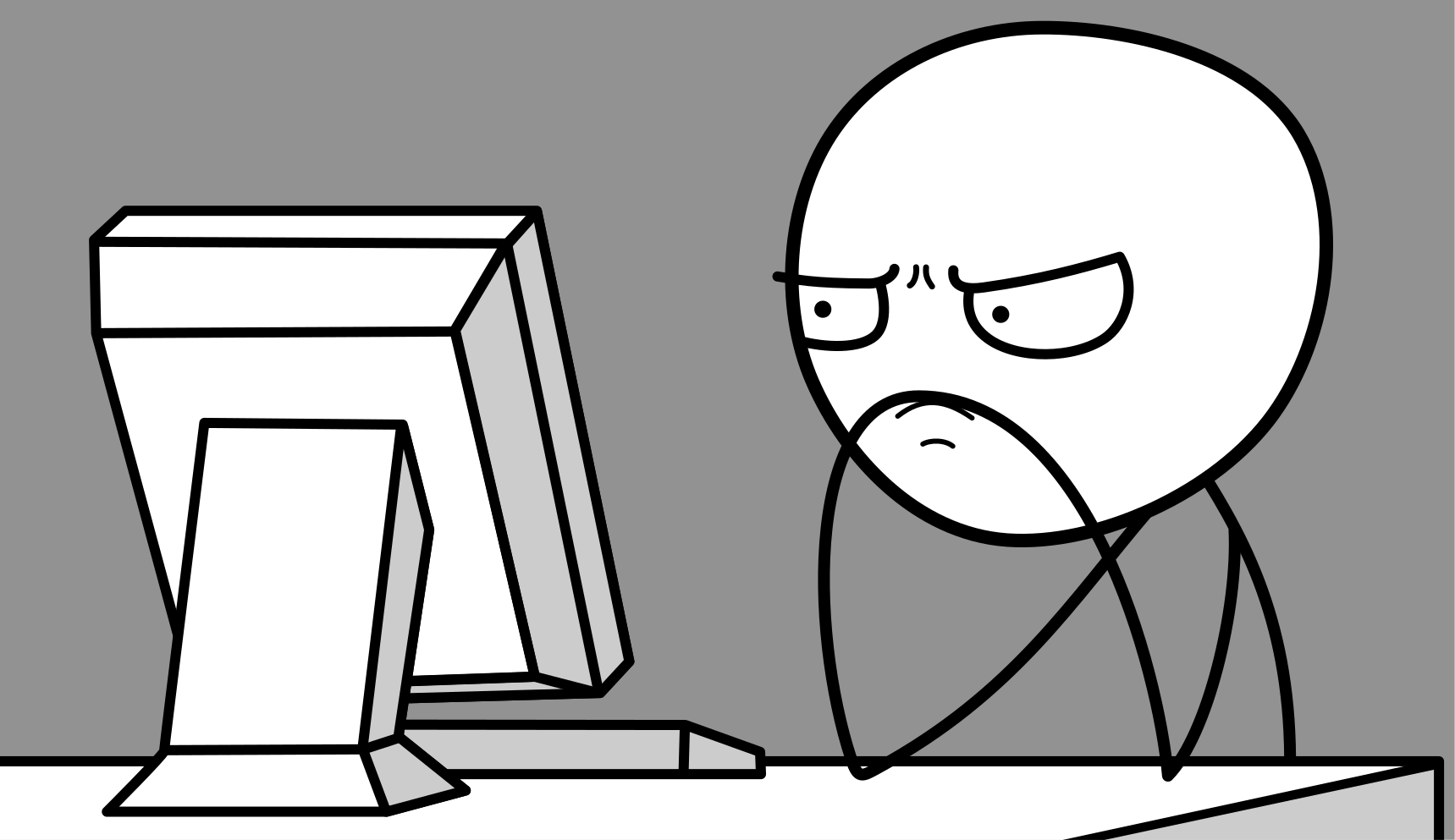 guy staring at computer Blank Meme Template