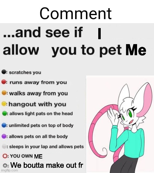 Comment and see if I allow you to pet me | image tagged in comment and see if i allow you to pet me | made w/ Imgflip meme maker