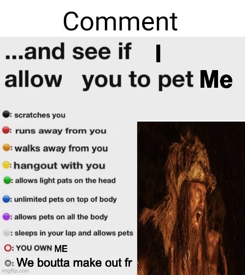 Do drugs, Eat babies, Be one with nature. | image tagged in comment and see if i allow you to pet me,wolfmaxxing | made w/ Imgflip meme maker