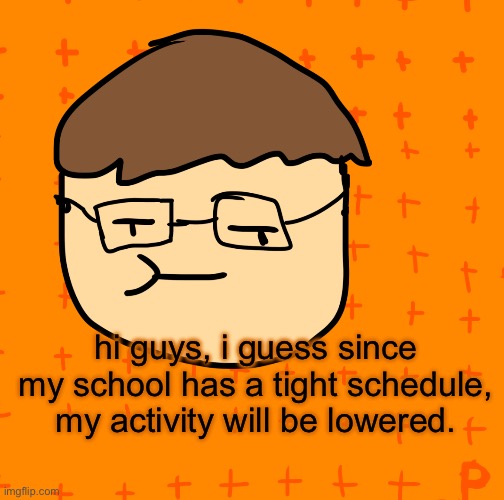 srry. | hi guys, i guess since my school has a tight schedule, my activity will be lowered. | image tagged in pansub | made w/ Imgflip meme maker