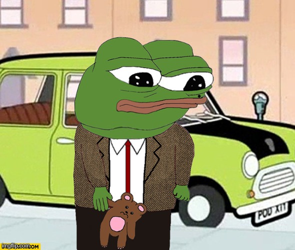 image tagged in mr bean,frog | made w/ Imgflip meme maker
