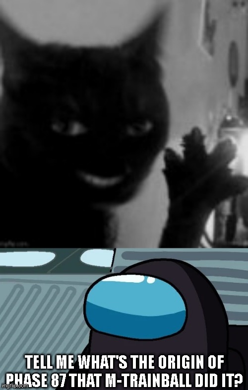 What's the origin of Phase 87 of M-Trainball | TELL ME WHAT'S THE ORIGIN OF PHASE 87 THAT M-TRAINBALL DID IT? | image tagged in uncanny phase 87 m-trainball,imposter of the vent | made w/ Imgflip meme maker