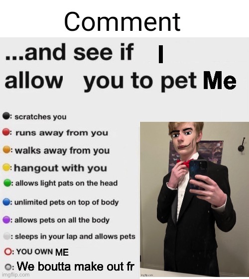 Why on earth am I posting ts | image tagged in comment and see if i allow you to pet me | made w/ Imgflip meme maker