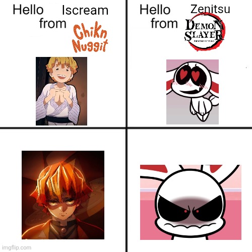 Lock the fuck in | Zenitsu; Iscream | image tagged in hello person from,chikn nuggit,demon slayer | made w/ Imgflip meme maker