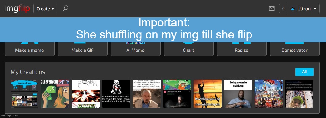 Important:
She shuffling on my img till she flip | made w/ Imgflip meme maker