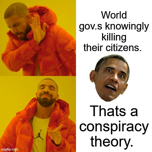 Gov. loves you, the Purge | World gov.s knowingly killing their citizens. Thats a conspiracy theory. | image tagged in memes,drake hotline bling | made w/ Imgflip meme maker