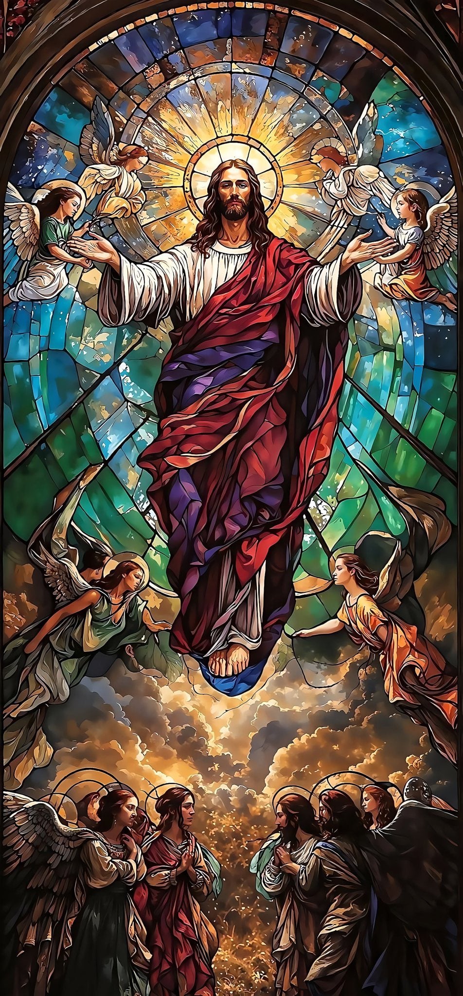 Stained Glass Jesus image Blank Meme Template