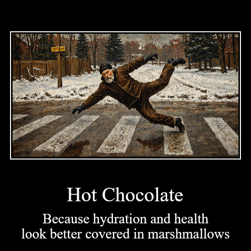 Hot Chocolate | Hot Chocolate | Because hydration and health look better covered in marshmallows | image tagged in funny,demotivationals | made w/ Imgflip demotivational maker